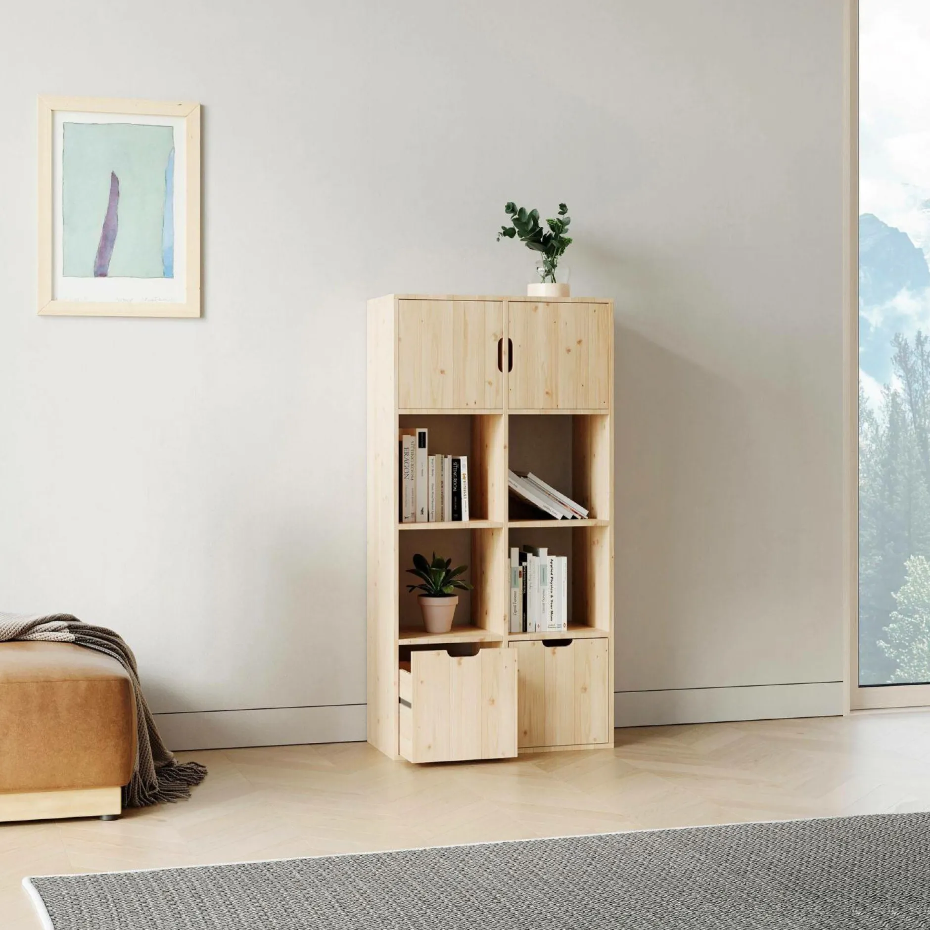 Etagères>Camif Etagère bois massif 4x2 cases Elio