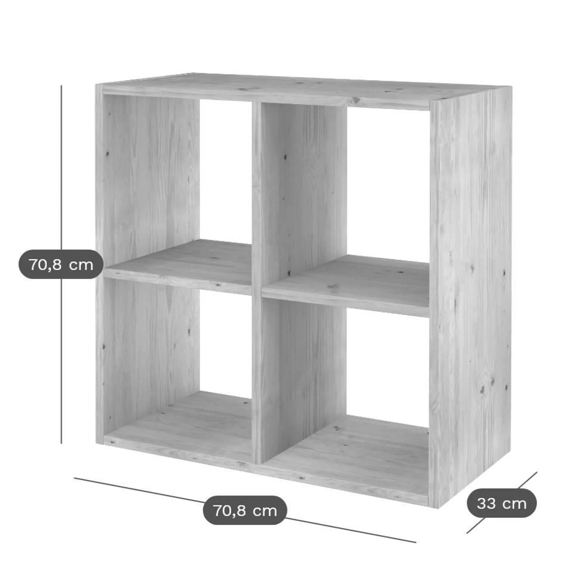 Etagères>Camif Etagère bois massif 2x2 cases Elio