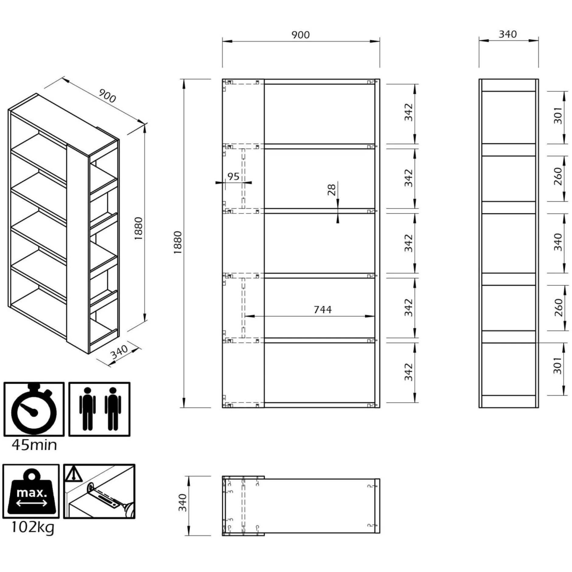 Etagères>Camif Etagère haute Ella 90