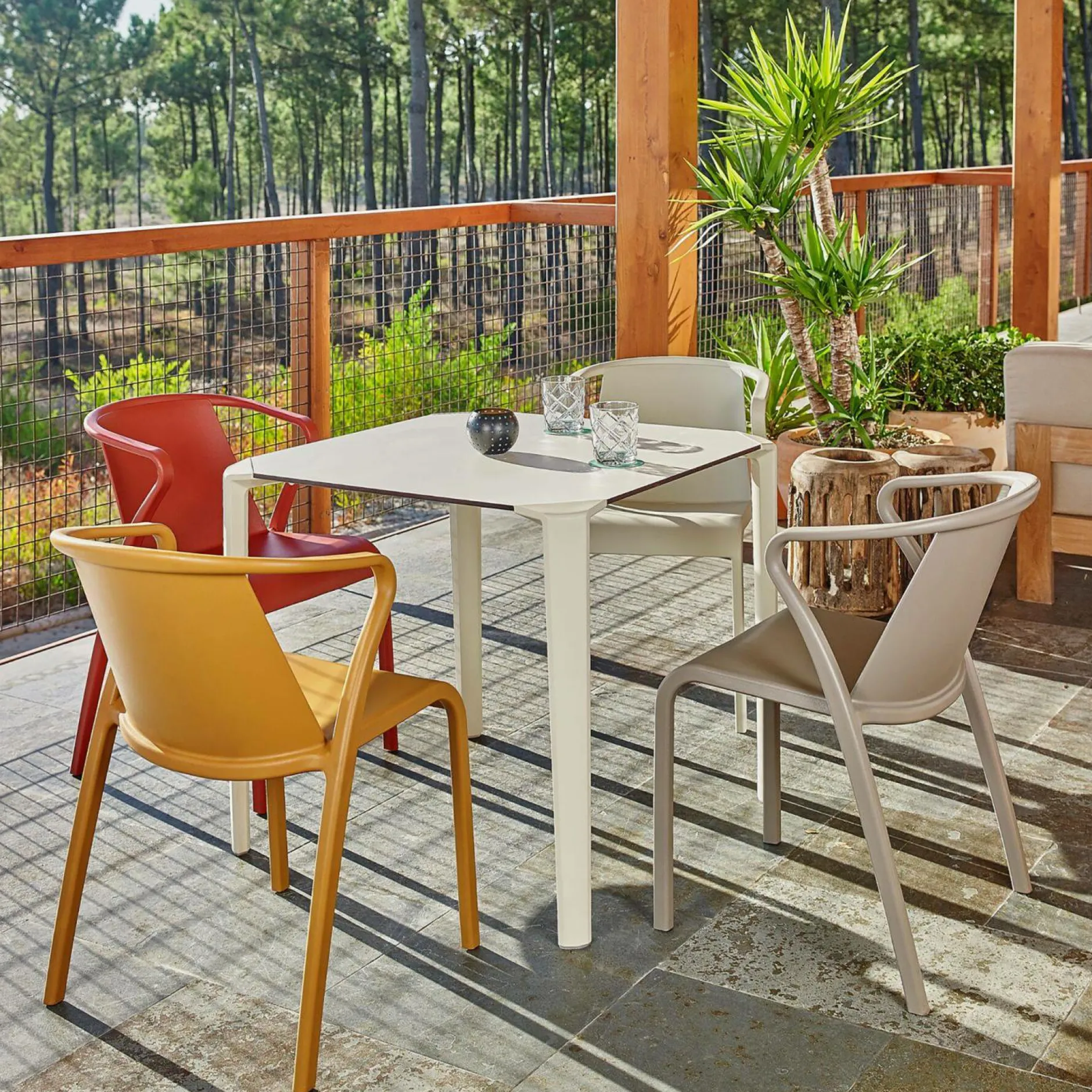 Fauteuils De Jardin>Camif EZPELETA Lot de 2 Fauteuils Empilables Fado - Moutarde