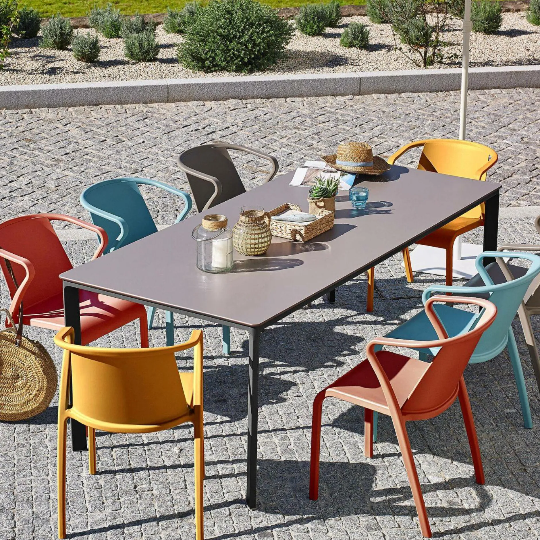 Fauteuils De Jardin>Camif EZPELETA Lot de 2 Fauteuils Empilables Fado - Anthracite