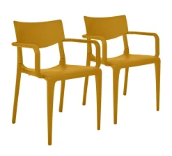 Fauteuils De Jardin>Camif EZPELETA Lot de 2 Fauteuils Empilables Town - Moutarde
