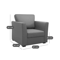 Canapés Droits|Canapés Fixes>Camif Fauteuil tissu déhoussable Marbella - Gris