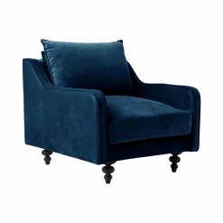 Canapés Fixes>Camif Fauteuil velours Orso - Bleu