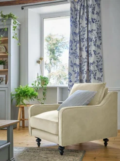 Canapés Fixes>Camif Fauteuil velours Orso - Ecru