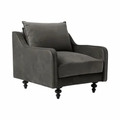 Canapés Fixes>Camif Fauteuil velours Orso - Gris Clair