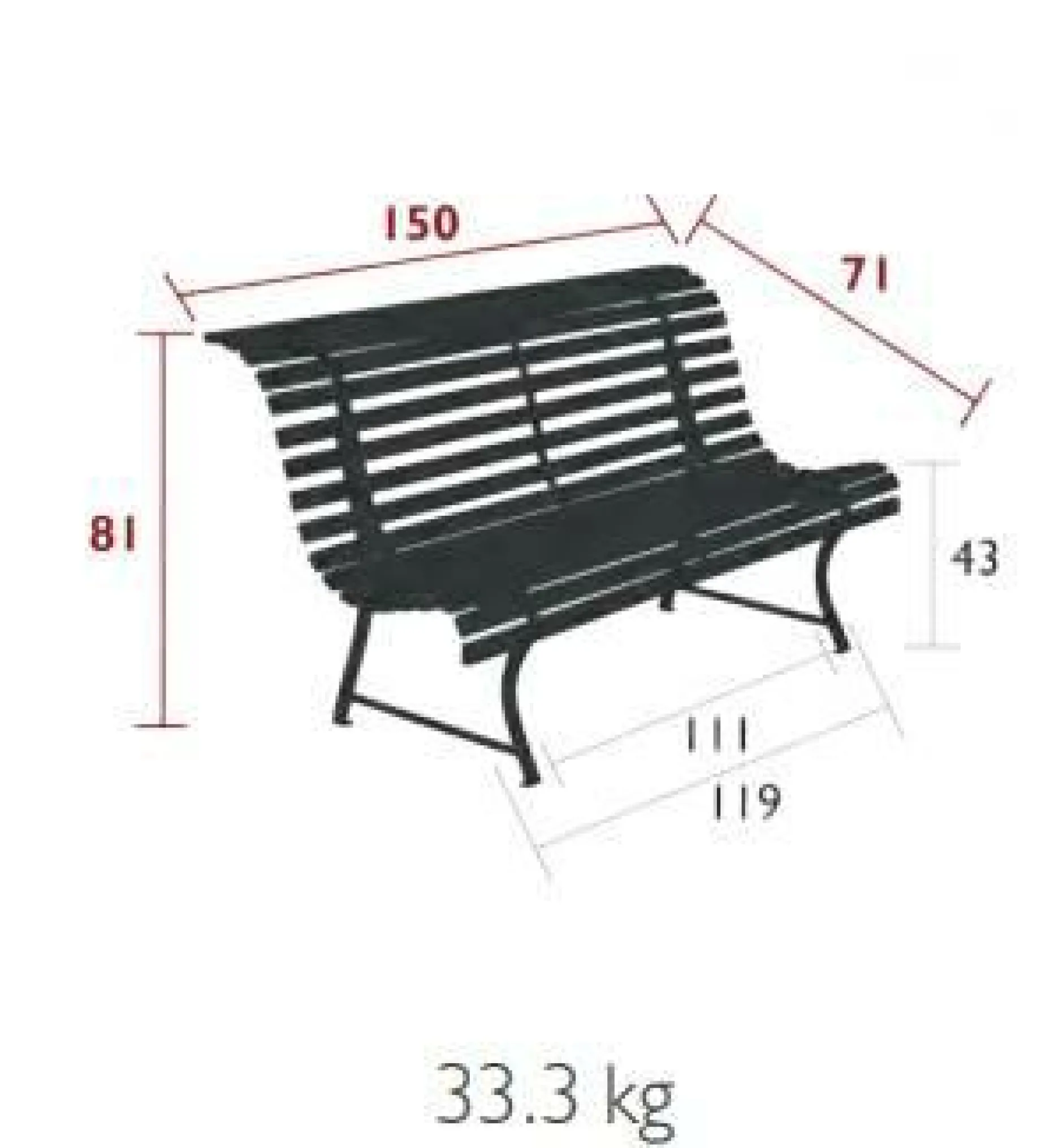 Bancs De Jardin>Camif FERMOB Banc 3 Places 150 cm Louisiane en Acier - Muscade