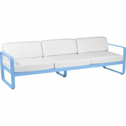Canapés Et Fauteuils De Jardin>Camif FERMOB Canapé 3 Places Bellevie Blanc Grisé en Aluminium - Bleu Maya