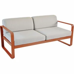 Canapés Et Fauteuils De Jardin>Camif FERMOB Canapé 2 Places Bellevie Gris Flanelle en Aluminium - Orange Confite