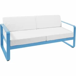 Canapés Et Fauteuils De Jardin>Camif FERMOB Canapé 2 Places Bellevie Blanc Grisé en Aluminium - Bleu Maya