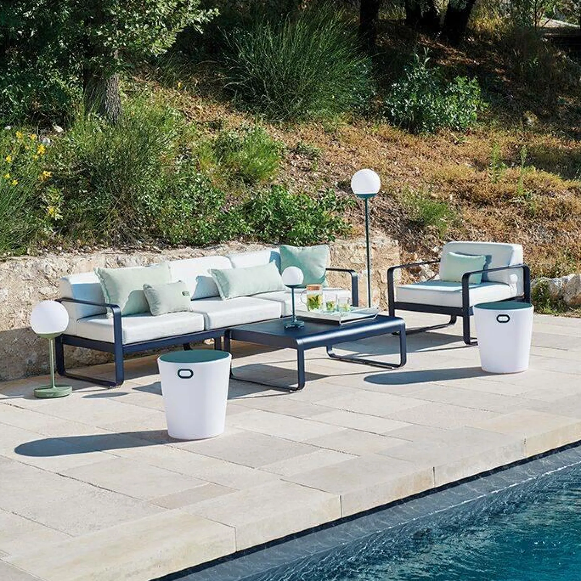 Canapés Et Fauteuils De Jardin>Camif FERMOB Canapé 2 Places Bellevie Blanc Grisé en Aluminium - Cactus