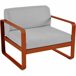 Canapés Et Fauteuils De Jardin>Camif FERMOB Fauteuil Bellevie Gris Flanelle en Aluminium - Orange Confite