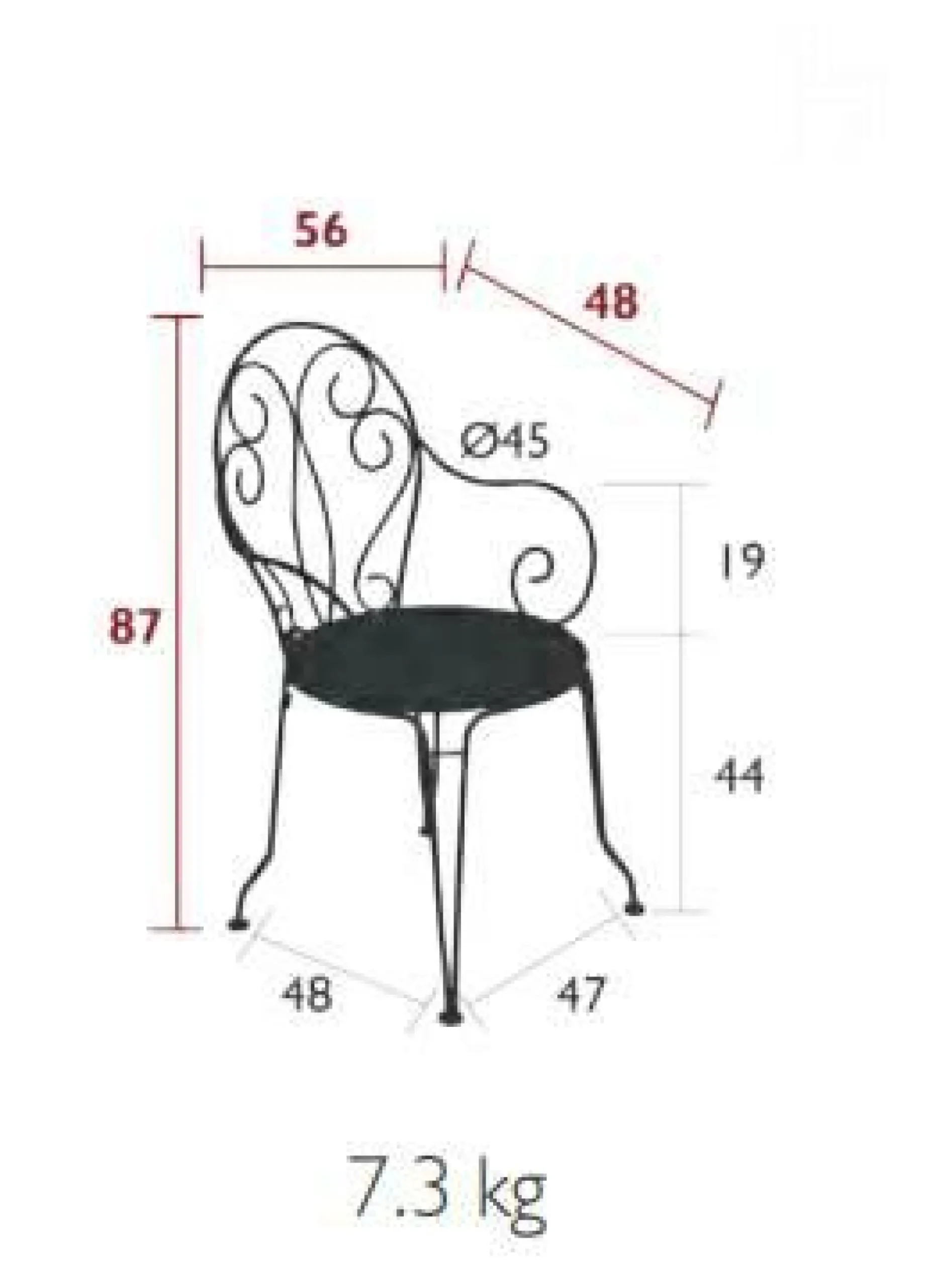 Fauteuils De Jardin>Camif FERMOB Lot de 2 Fauteuils Empilables Montmartre en Acier - Carbone