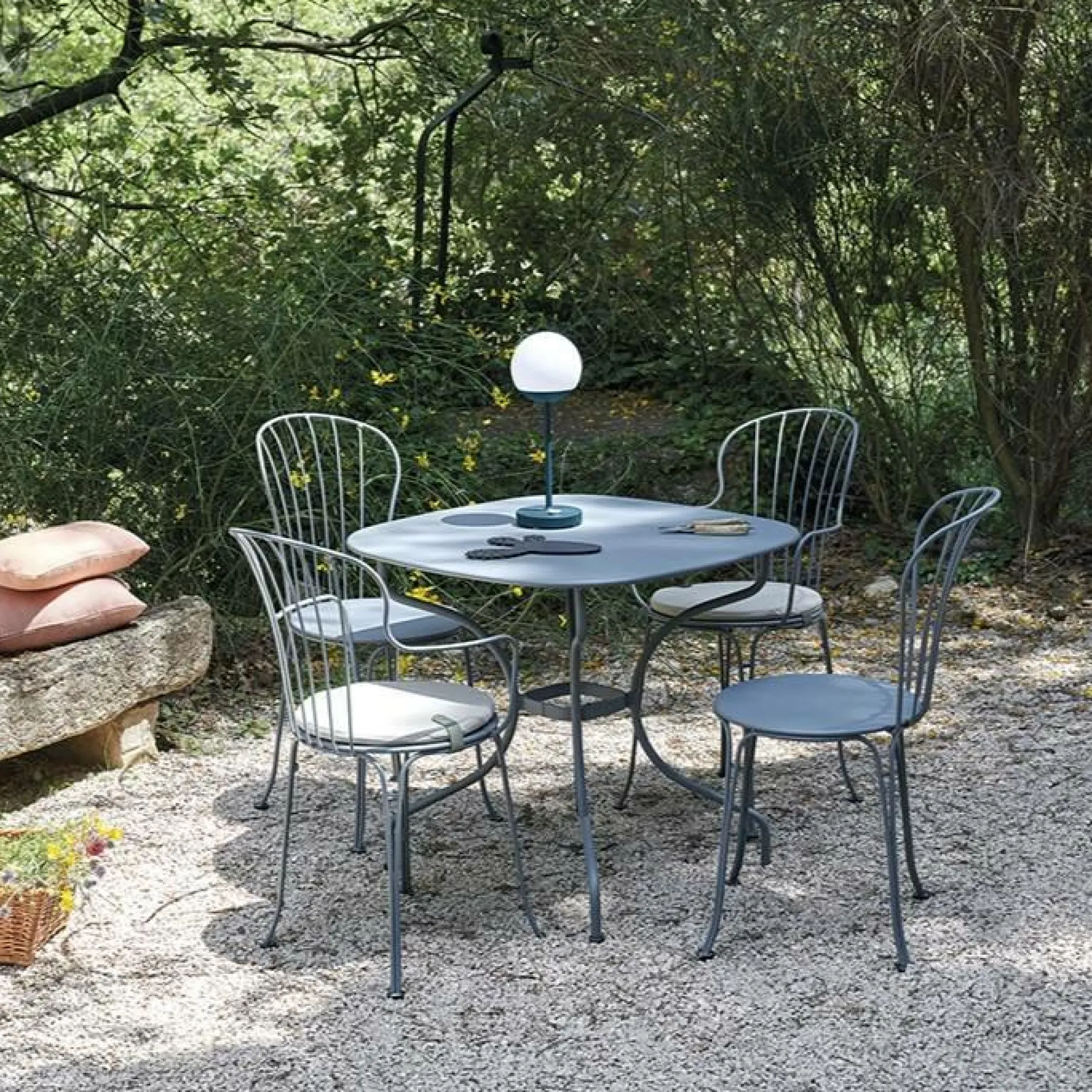 Fauteuils De Jardin>Camif FERMOB Lot de 2 Fauteuils Empilables Opéra+ en Acier - Gris Orage