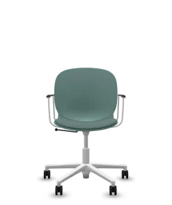 Chaises De Bureau>Camif FLOKK Chaise de bureau assise capitonnée avec accoudoirs Noor 6070S - Bleu Vert