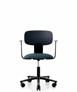 Chaises De Bureau>Camif FLOKK Chaise de bureau assise capitonnée avec accoudoirs Tion 2140 - Bleu Nuit