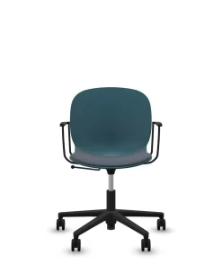 Chaises De Bureau>Camif FLOKK Chaise de bureau assise capitonnée avec accoudoirs Noor 6070S - Bleu Pétrole