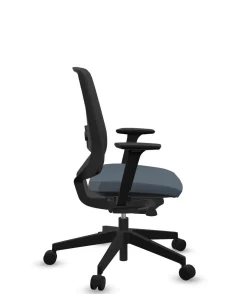 Chaises De Bureau>Camif FLOKK Fauteuil de bureau base noire et dossier résille Light Up 250SL - - Roulettes pour sol dur Assise Bleu Jean
