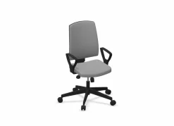 Chaises De Bureau>Camif FLOKK Fauteuil de bureau dossier capitonné et plastique noir avec accoudoirs fixes Raya 21S - - Roulettes pour sol dur Gris