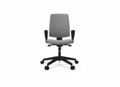 Chaises De Bureau>Camif FLOKK Fauteuil de bureau dossier capitonné et plastique noir avec accoudoirs fixes Raya 21S - - Roulettes pour sol dur Gris
