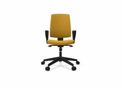 Chaises De Bureau>Camif FLOKK Fauteuil de bureau dossier capitonné et plastique noir avec accoudoirs fixes Raya 21S - - Roulettes pour sol dur Jaune