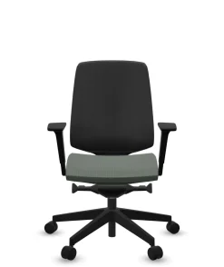 Chaises De Bureau>Camif FLOKK Fauteuil de bureau base noire et dossier résille Light Up 250SL - - Roulettes pour sol dur Assise Vert Sauge