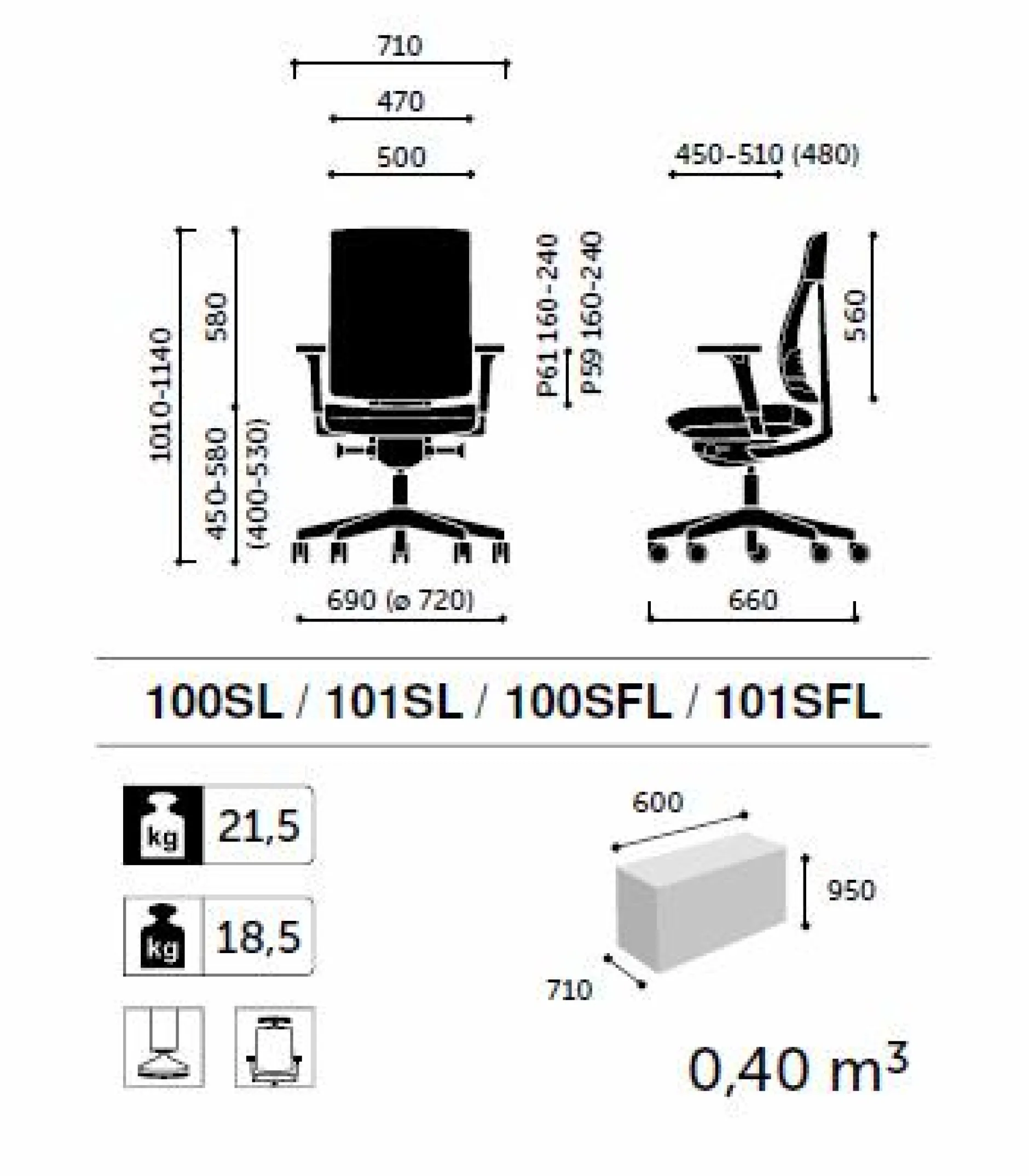 Chaises De Bureau>Camif FLOKK Fauteuil de bureau sans têtière Xenon Net 101SFL - - Roulettes pour sol souple Noir