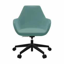 Chaises De Bureau>Camif FLOKK Fauteuil de bureau entièrement capitonné piétement 5 branches à roulettes FAN 10Z - - Roulettes pour sol dur Bleu Vert