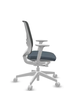 Chaises De Bureau>Camif FLOKK Fauteuil de bureau base grise et dossier résille Light Up 250SL - - Roulettes pour sol dur Assise Bleu Jean