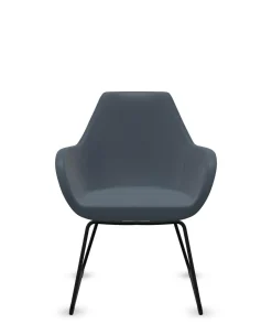 Chaises De Bureau>Camif FLOKK Fauteuil entièrement capitonné pieds luge Fan 10V - Bleu Jean