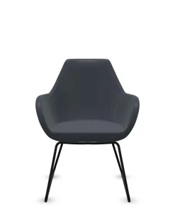 Chaises De Bureau>Camif FLOKK Fauteuil entièrement capitonné pieds luge Fan 10V - Bleu Foncé