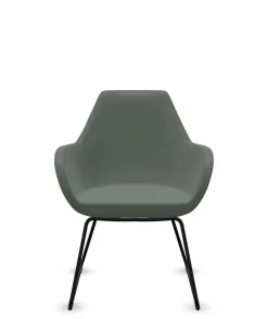 Chaises De Bureau>Camif FLOKK Fauteuil entièrement capitonné pieds luge Fan 10V - Vert Sauge