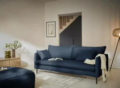 Repose-Pieds>Camif Grand pouf tissu Otis - Bleu Marine