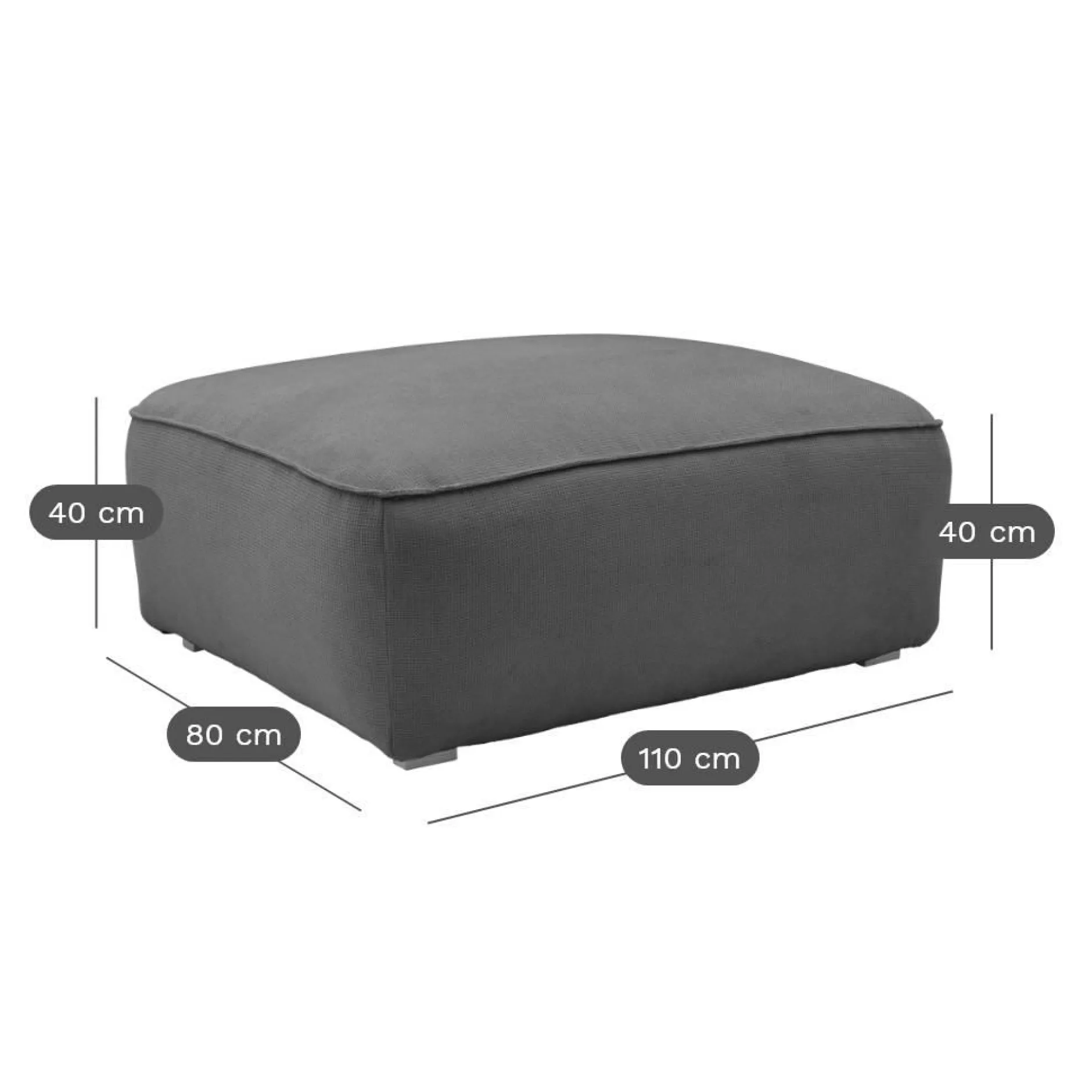 Repose-Pieds>Camif Grand pouf tissu Otis - Carbone