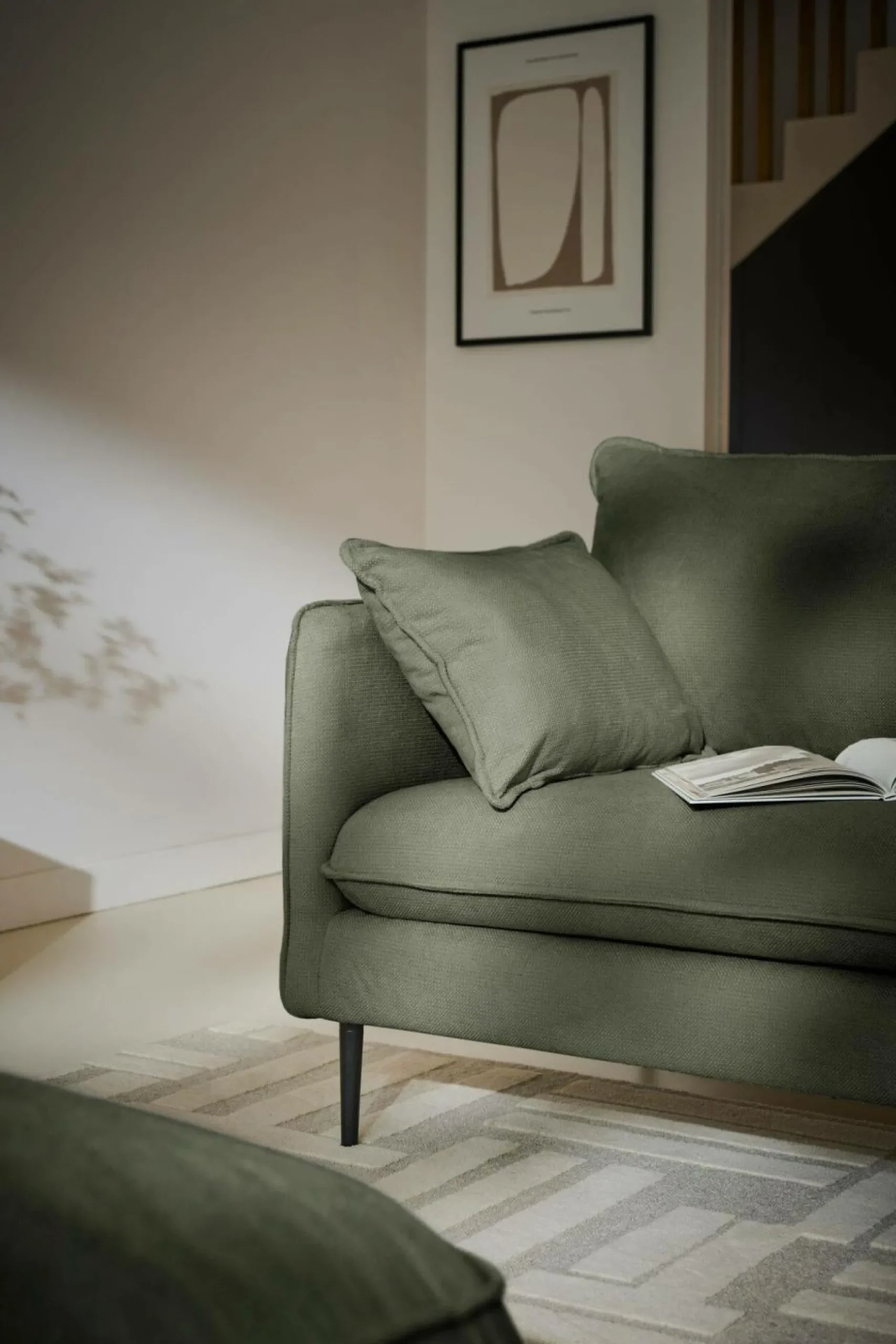 Repose-Pieds>Camif Grand pouf tissu Otis - Vert Kaki