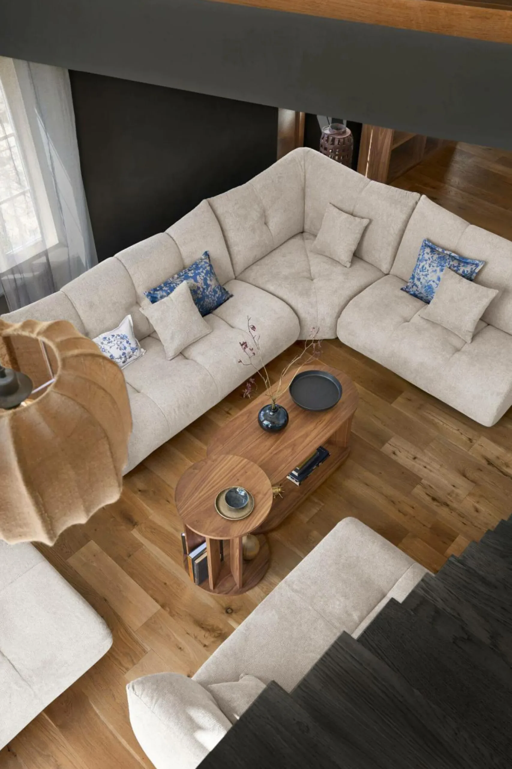 Canapés Modulables>Camif Grande chauffeuse et méridienne tissu Benny - - 2,5 places Naturel