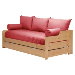 Housses De Canapés Et Fauteuils|Housses De Canapés Et Fauteuils>Camif Habillage lit gigogne recyclé Heva - Rose Grenadine
