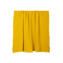 Plaids|Plaids>Camif HAOMY Plaid double voile de coton Vanly - - 130 x 180 cm Safran