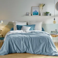 Housses De Couette>Camif Housse de couette coton bio Fil & Sens - - 140 x 200 cm Bleu Céladon