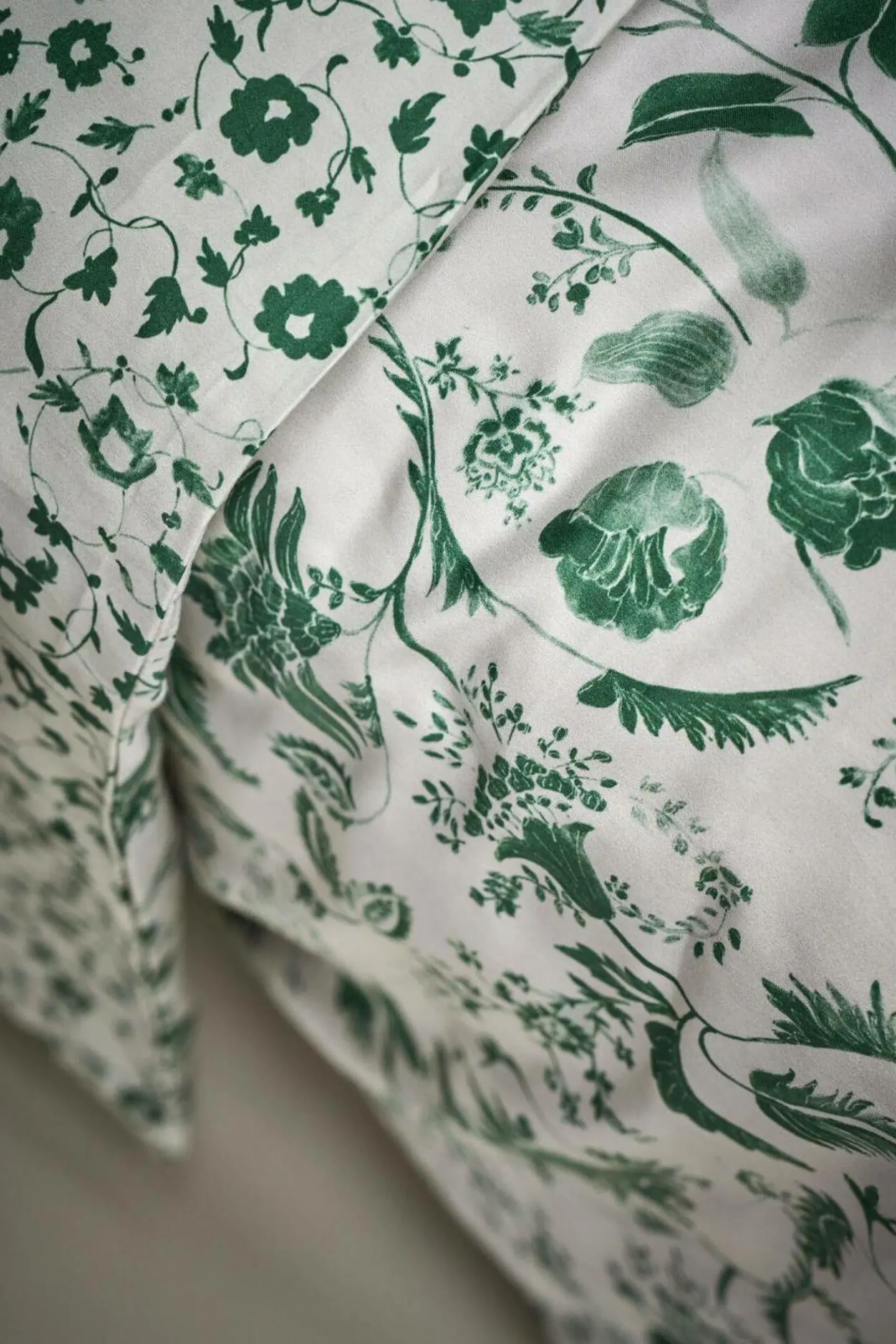 Housses De Couette>Camif Housse de couette satin Pondichéry - - 260 x 240 cm Vert feuille