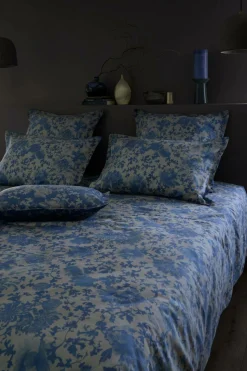 Housses De Couette>Camif Housse de couette satin Shanghai - - 260 x 240 cm Ecorce/Bleu nautique