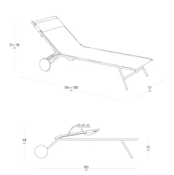 Bains De Soleil>Camif LAFUMA Bain de Soleil Pliant Miami Batyline® Duo - Obsidian