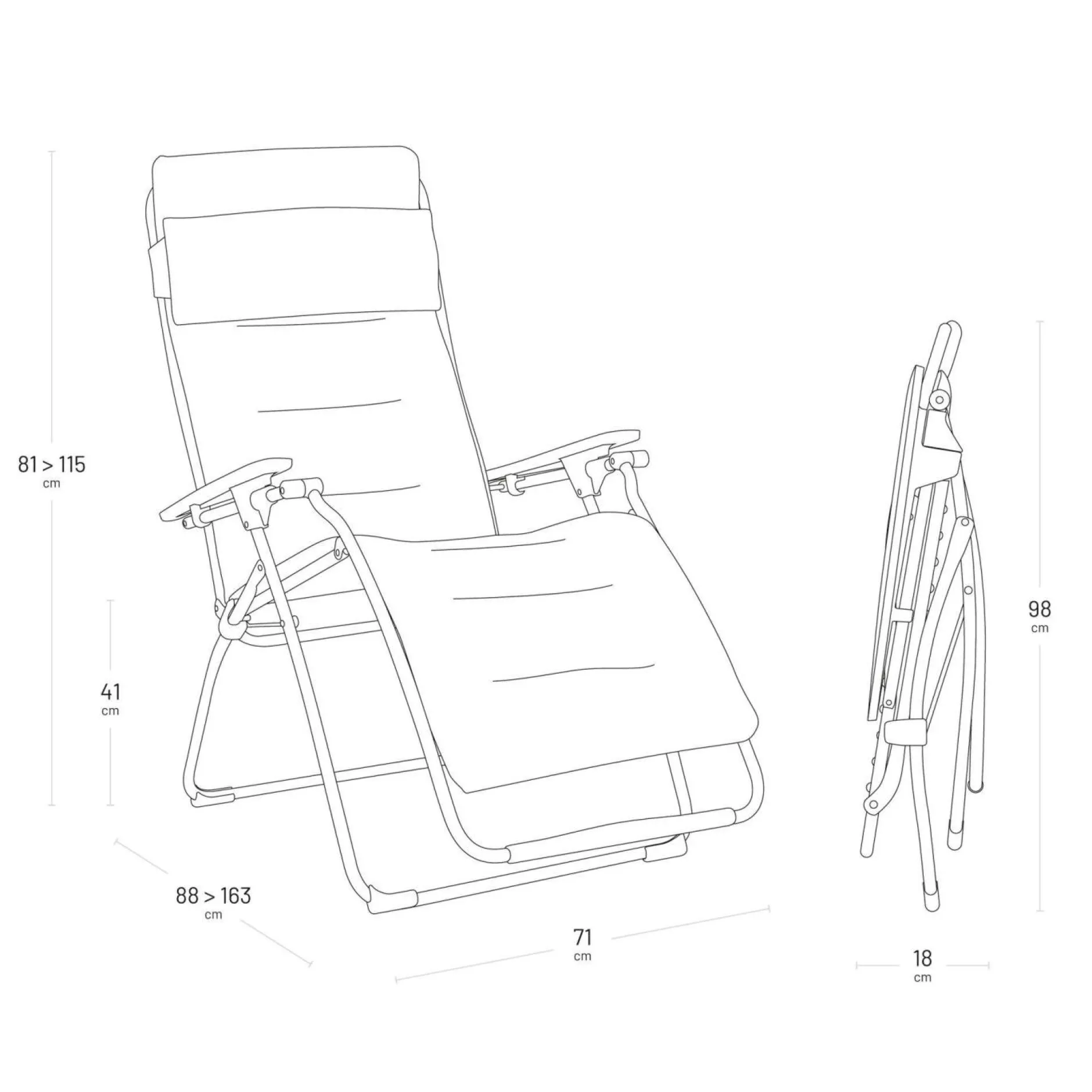 Transats Et Relax>Camif LAFUMA Fauteuil Relax Pliant Futura BeComfort® - Argent
