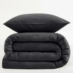 Housses De Couette>Camif LASA HOME Housse de couette coton flanelle Livia - - 240 x 220 cm Graphite