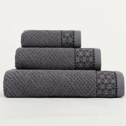 Serviettes De Bain>Camif LASA HOME Serviette de bain coton Leonardo - - 70 x 140 cm Gris