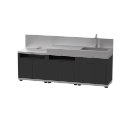 Cuisines D'Extérieur>Camif LE MARQUIER Cuisine d'Extérieur 3 Éléments avec Crédence en Acier Noir - Acier Noir/Inox