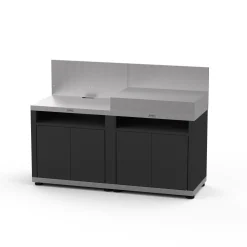 Cuisines D'Extérieur>Camif LE MARQUIER Cuisine d'Extérieur 2 Éléments avec Crédence en Acier Noir - Acier Noir/Inox