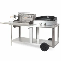 Ensembles Planchas Et Dessertes|Barbecues>Camif LE MARQUIER Ensemble Plancha, Barbecue et Chariot Mendy-Alde Baia en Inox