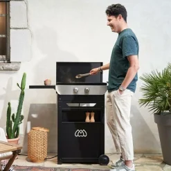 Ensembles Planchas Et Dessertes>Camif LE MARQUIER Ensemble Plancha Électrique, Chariot et Couvercle en Acier et Inox Original