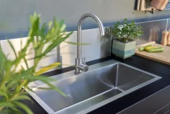 Cuisines D'Extérieur>Camif LE MARQUIER Meuble avec Évier pour Cuisine d'Extérieur 80 x 55 cm en Acier - Noir